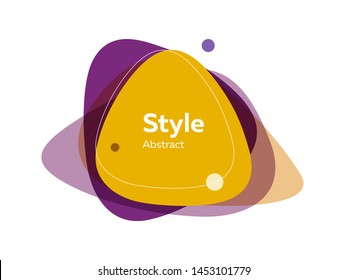 Yellow, purple, beige multi-layer abstract graphic element. Dynamical colored form and line. Abstract banner with irregular shapes. Template for logo, flyer, presentation design. Vector illustration