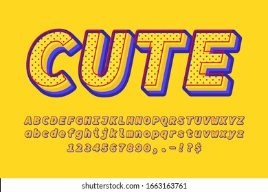 Yellow purple blue modern pop art alphabet text style effect