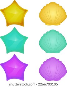 Yellow Purple Blue Star Shell Stone Jewel Gemstone Jelly Crystal Collection Set