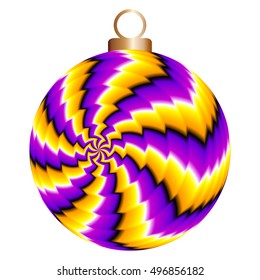 Yellow and purple christmas ball with zigzags (spin illusion)