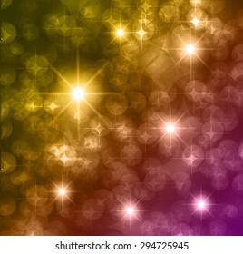 yellow purple Defocused Light, Flickering Lights, Vector abstract festive background with bokeh defocused lights. star.