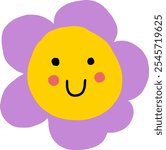 a yellow and purple flower with a pink and purple background illustration