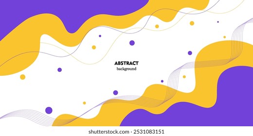 Yellow and purple geometric business banner design. Creative banner design with wave and line shape as template. Simple horizontal banner. eps10