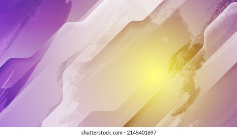 Gelber violetter, geometrischer, abstrakter, technischer Hintergrund. Vektorfuturistisches Design