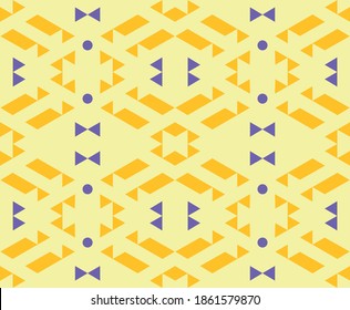 yellow and purple geomtric and abstract seamless pattern, colorful design, vector illustration