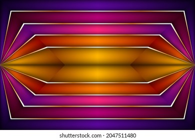 yellow and purple gradient backdrop with shadow elements. Abstract geometric background. modern luxury concept for your graphic design, banner or poster. Vector illustration.