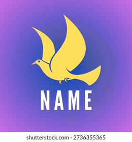 Yellow and Purple Gradient Dove Logo