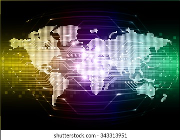 yellow purple green Light Abstract Technology background for computer graphic website internet and business. circuit. vector illustration. infographics. motion move blur.neon. pixel. World Map, Global