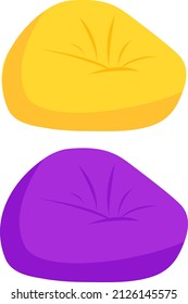 Bolsas perezosas amarillas y moradas, ilustración, vector sobre un fondo blanco.