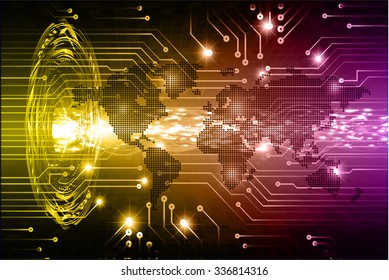 yellow purple Light Abstract Technology background for computer graphic website internet and business.circuit.vector illustration.infographics. motion move.neon. pixel, Padlock, World Map, Global