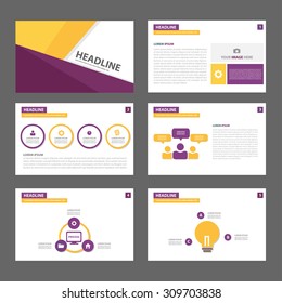 Yellow and purple multipurpose infographic  presentation template flat design set step and process for advertising marketing brochure flyer 