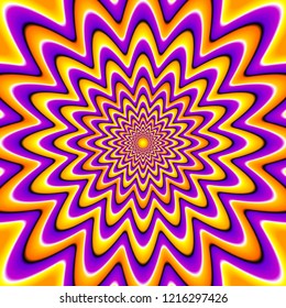 Yellow, purple and orange background. Optical expansion illusion.