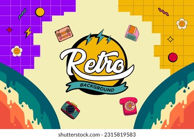 Yellow and Purple Retro Templates Unique Concept Vector Illustration