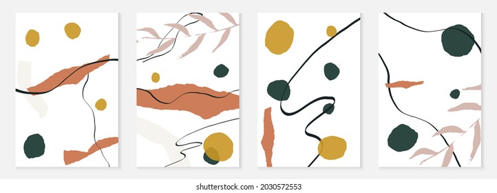 Gelbe und violette Formen setzen Vektorgrafik-Memphis-Hintergrund. Nude Brush Sommerhintergrund. Grüne und orangefarbene Zeichenkunst Textur.