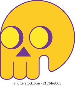 Yellow and purple skull, editable stroke and colors, vector design, scalable illustration.