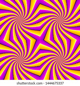 Yellow and purple spin illusion. Seamless pattern.