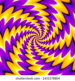 Yellow and purple spirals. Spin illusion.