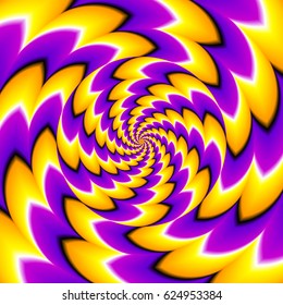 Yellow and purple spirals. Spin illusion.