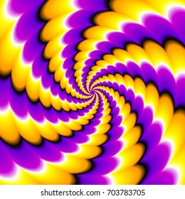Yellow and purple  spirals. Spin illusion