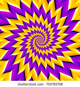 Yellow and purple  spirals. Spin illusion.