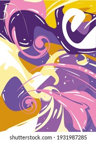 yellow and purple splash painting