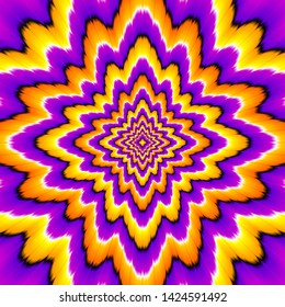Yellow and purple star. Optical expansion illusion.