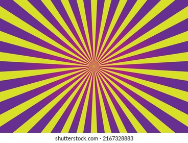 yellow and purple sun burst pattern background vector graphics. art vector illustration.