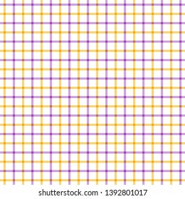 Yellow and Purple Tattersall Check Pattern. Men's Shirt Fashion Textile Fabric. Repeating Tile Plaid Pattern.