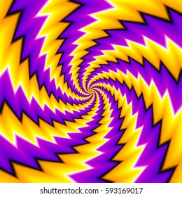 Yellow and purple untwisted spirals. Spin illusion.