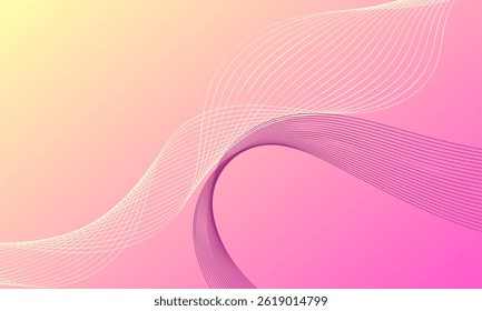 yellow purple violet smooth lines wave curves with soft gradient abstract background