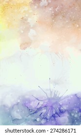 Yellow and purple watercolor background vector