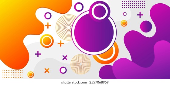 Yellow and purple wave abstract background with geometric colour full rounded shapes pattern gradient vector illustration eps10, perfect for modern projects basktop wallpaper banner pattern texture.