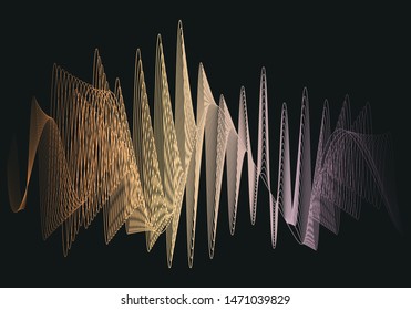 Yellow and purple waves on black background.