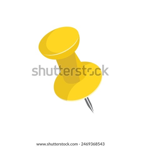 Yellow push pin isolated on white background. Vector illustration