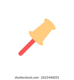 Ícone de pino amarelo com ponto vermelho sobre um fundo branco limpo para uso de papelaria e escritório