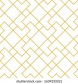 Yellow puzzle mosaic seamless pattern background. Creative line vector illustration for cover, wallpaper. Abstract texture ornament design, repeating tiles. minimalistic shape and isolated objects