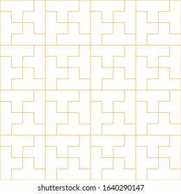Yellow puzzle mosaic seamless pattern background. Creative line vector illustration for cover, wallpaper. Abstract texture ornament design, repeating tiles. minimalistic shape and isolated objects