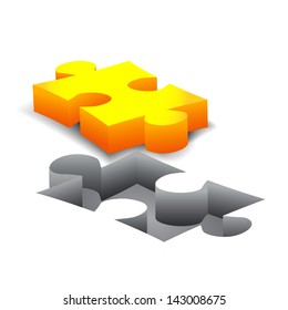 Yellow Puzzle on white background. Isolated 3D image