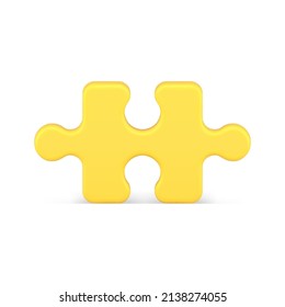 Yellow puzzle piece 3d icon vector illustration. Abstract jigsaw detail ready for connected or disassembling isolated. Logic game toy template missing cut choice connection. Variation attached