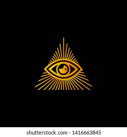 yellow pyramid icon isolated on black background