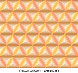 yellow pyramid. vector seamless pattern with triangles. 3d geometric background. visual illusion