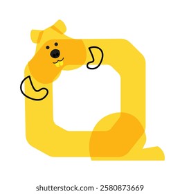 Yellow Q Animal Alphabet Word