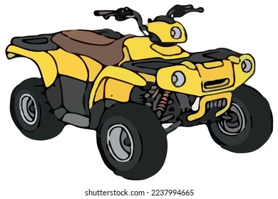 yellow quadbike vector colored atv