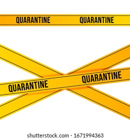 Yellow quarantine tape isolated on white background. Can be used with any background.