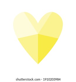 Gelbes Quarzherz. Vektorflache Illustration eines Steinquartz-Herzens. Farbiges Herz einzeln auf weißem Hintergrund. Geeignet für Highlights und Geschichten, Webdesign, Drucke, Symbole, Valentinstag.
