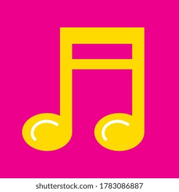 yellow quaver musical icon with flat style. vector illustration