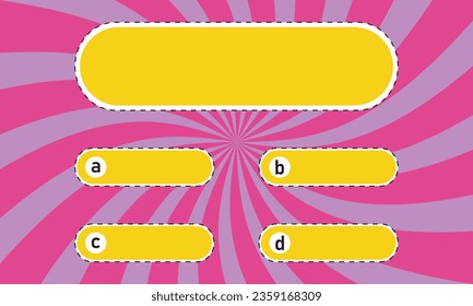 Yellow Question and answers modern style template for quiz game, exam, tv show, education, examination test. Vector illustration