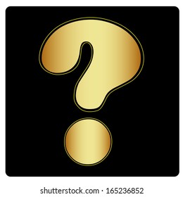 a yellow question mark with borders in a black background
