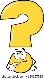 Yellow Question Mark Character Thinking