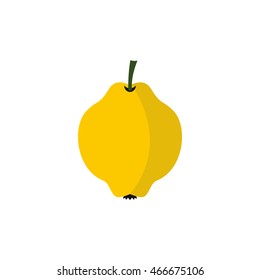 Yellow quince fruit icon in flat style on a white background